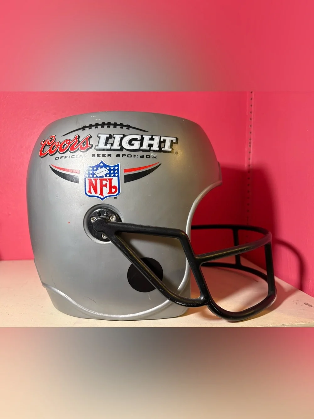 VINTAGE Coors Light NFL Silver Helmet Beer Bucket Collectible Football Decor GUC